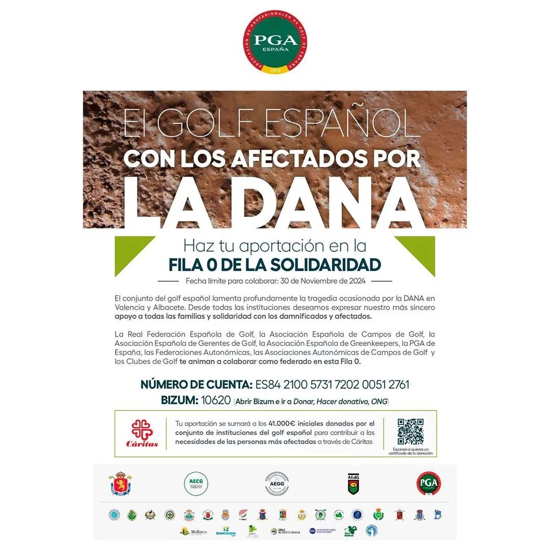 El golf español se une para apoyar a los afectados por la DANA en Valencia y Albacete